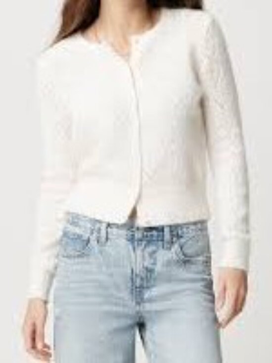 J. Crew Sweaters - J. Crew Cream Cropped V-Neck Button Cardigan